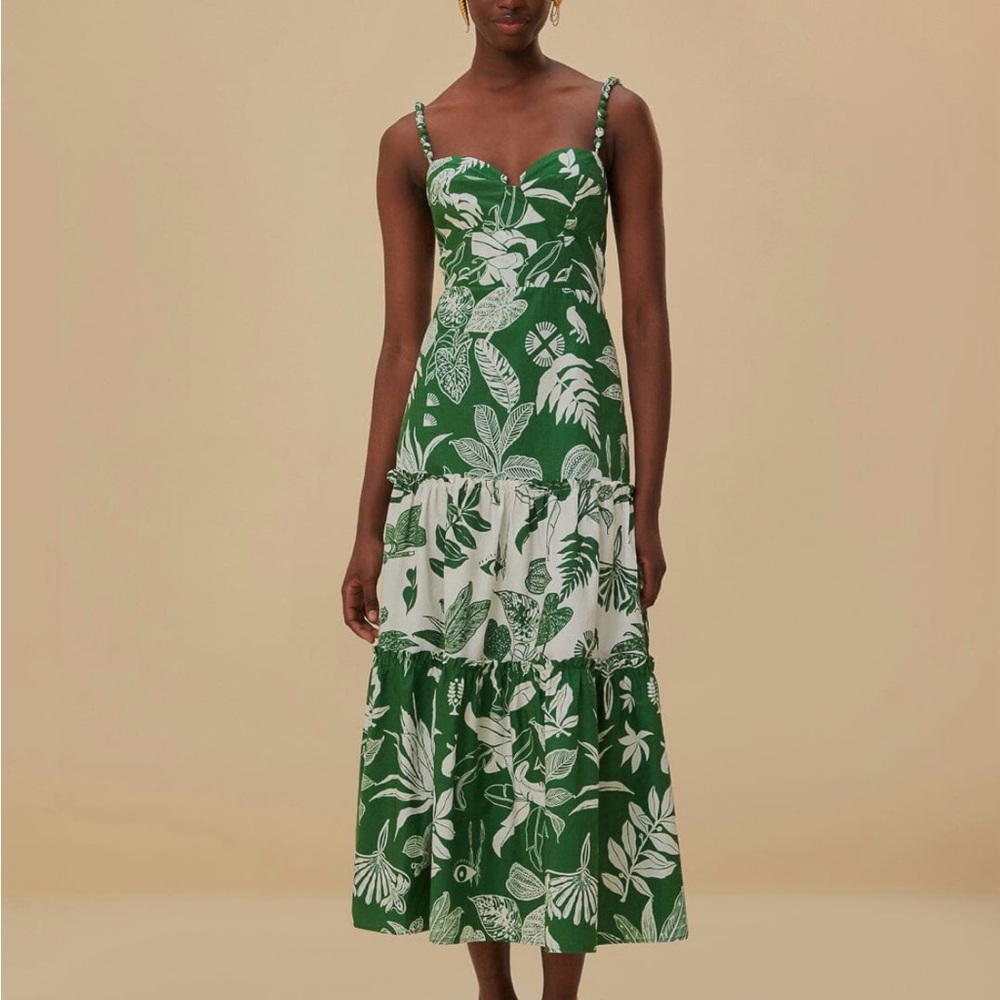 NWOT Farm Rio Forest Soul Midi Tiered Cotton Dress